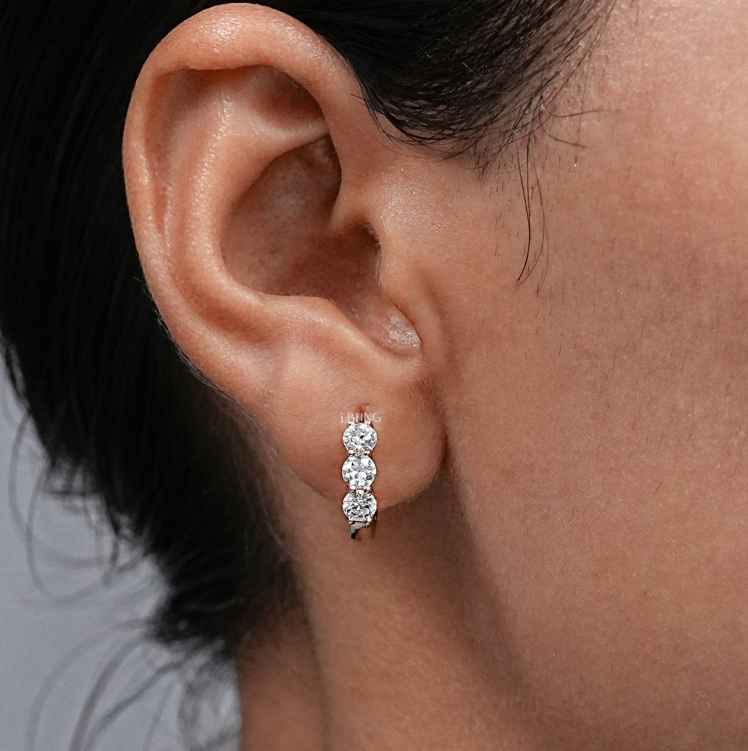 Lab Grown Diamond Hoop Earrings / 3.50 MM Old European Man-made