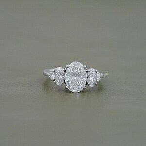 Oval Cut Lab Grown Diamond Five Stone Engagement Ring / EF-VS Diamond Stacking Ring / 14K Solid Gold Proposal Ring For Her / Bridesmaid Gift