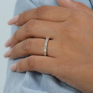 East West Emerald Cut Lab Grown Diamond Eternity Band / Man Made Diamond Wedding Band For Bride To Be / Personalized Jewelry Gift For Her