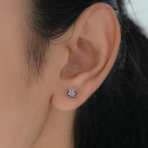 Round Cut Lab Grown Diamond Cluster Earrings/ Eco Friendly Diamond Stud Earrings/ Floral Style CVD Diamond Earrings/ Screw Back Earrings