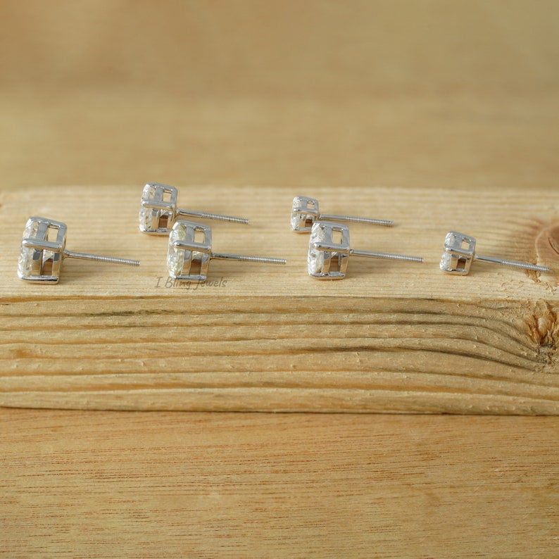 14K Solid Gold Diamond Stud Earrings / Moissanite Men's Stud / Solitaire Diamond Screw Back Earrings / Anniversary Gift For Husband