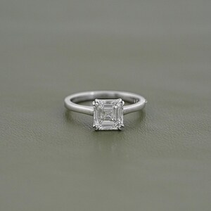 Asscher Cut Lab Diamond Solitaire Engagement Ring / 0.50 To 3.00 Carat CVD Diamond Ring / EF-VS Diamond Women's Ring / Proposal Ring For Her