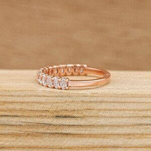 Oval Lab Grown Diamond Wedding Band / 14K Rose Gold CVD Diamond Half Eternity Band / Stackable Matching Band / Bridal Vintage Proposal Band