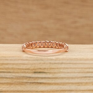 Oval Lab Grown Diamond Wedding Band / 14K Rose Gold CVD Diamond Half Eternity Band / Stackable Matching Band / Bridal Vintage Proposal Band