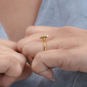 Asscher Cut Lab Grown Diamond Solitaire Bezel Ring / 14K Solid Gold Prong Set Engagement Ring / EF-VS CVD Diamond Engagement Gift For Mom