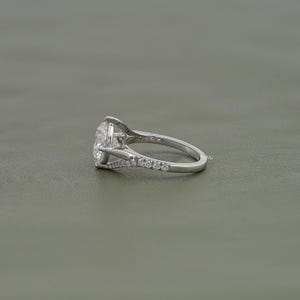 Round Cut Lab Grown Diamond Bypass Wedding Ring / Half Eternity Round Diamond Solitaire Accent Engagement Ring / Anniversary Gift For Her