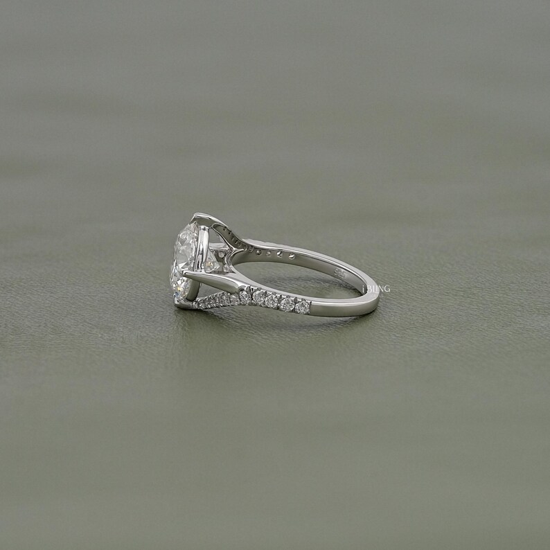 Round Cut Lab Grown Diamond Bypass Wedding Ring / Half Eternity Round Diamond Solitaire Accent Engagement Ring / Anniversary Gift For Her
