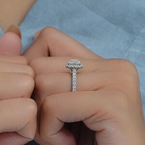 Radiant Cut Eco-Friendly Diamond Engagement Ring CVD Diamond Halo Accent Ring EF-VS Lab-Grown Diamond Wedding Ring Bridal Ring For Her