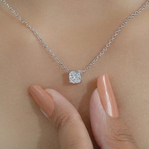 Square Cushion Lab Grown Diamond Pendant / Eco Friendly Diamond Solitaire Pendant / Conflict Free Diamond Minimalist Pendant For Bridal Gift
