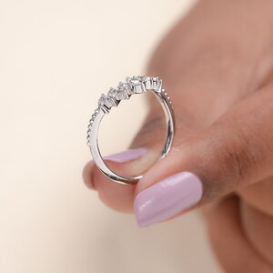 Marquise-Cut Lab Grown Diamond Band / Women's Wedding Diamond Curved Band / Marquise Diamond Vintage Band / V Shape Chevron Matching Band