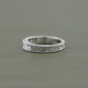 French Cut Baguette Lab Grown Diamond Unisex Wedding Band/ CVD Diamond Milgrain Set Band/ Filigree Set Diamond Engagement Band/ Gift For Him