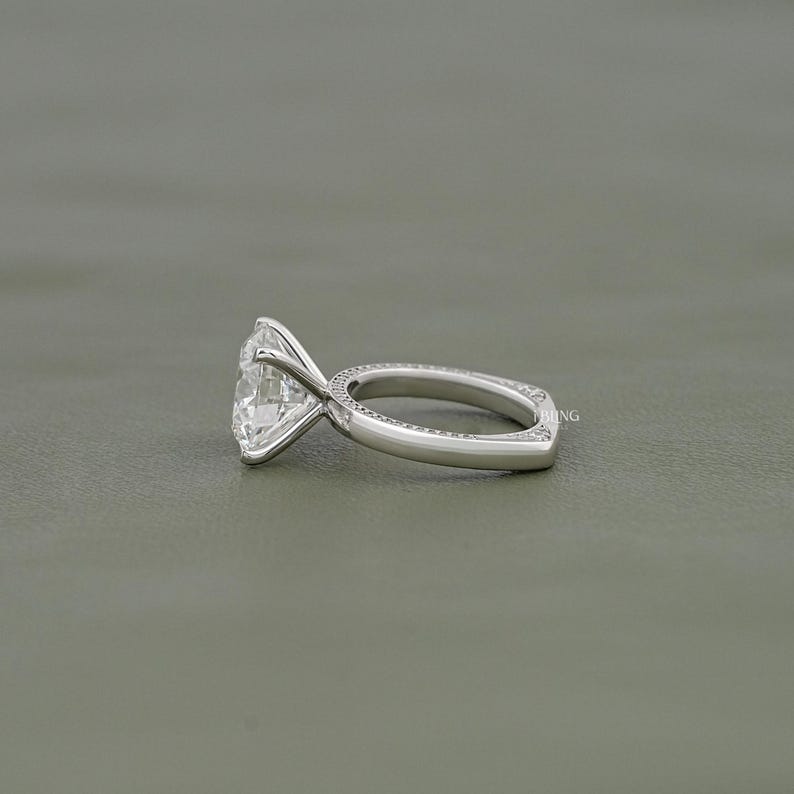 IGI Certified 6 CT Round Cut Handmade Diamond Euro Statement Ring / Round Shape Lab Diamond Engraving Engagement Ring / Wedding Gift For Her