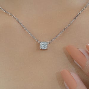 Square Cushion Lab Grown Diamond Pendant / Eco Friendly Diamond Solitaire Pendant / Conflict Free Diamond Minimalist Pendant For Bridal Gift