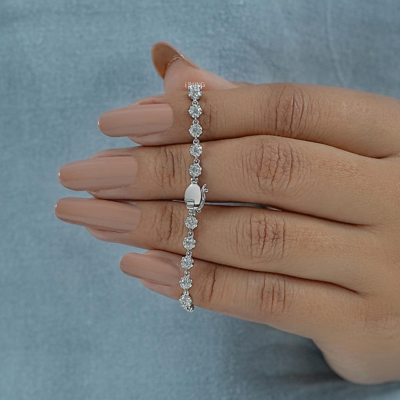 Old European Round Cut Lab-Grown Diamond Tennis Bracelet/ CVD Diamond Bracelet For Women/ 14K Solid Gold Wedding Bracelet/ Bridesmaid Gift