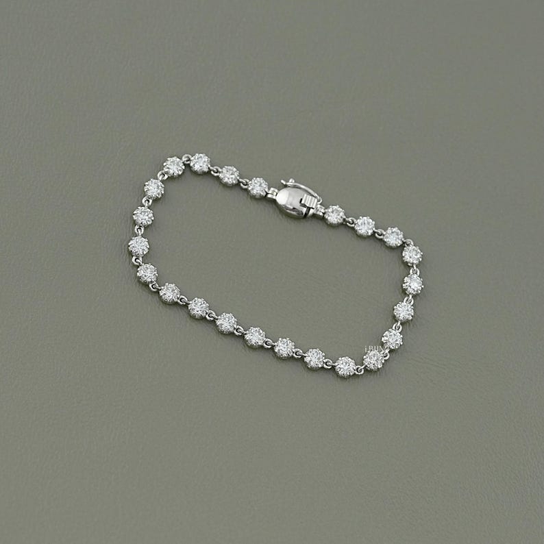 Old European Round Cut Lab-Grown Diamond Tennis Bracelet/ CVD Diamond Bracelet For Women/ 14K Solid Gold Wedding Bracelet/ Bridesmaid Gift