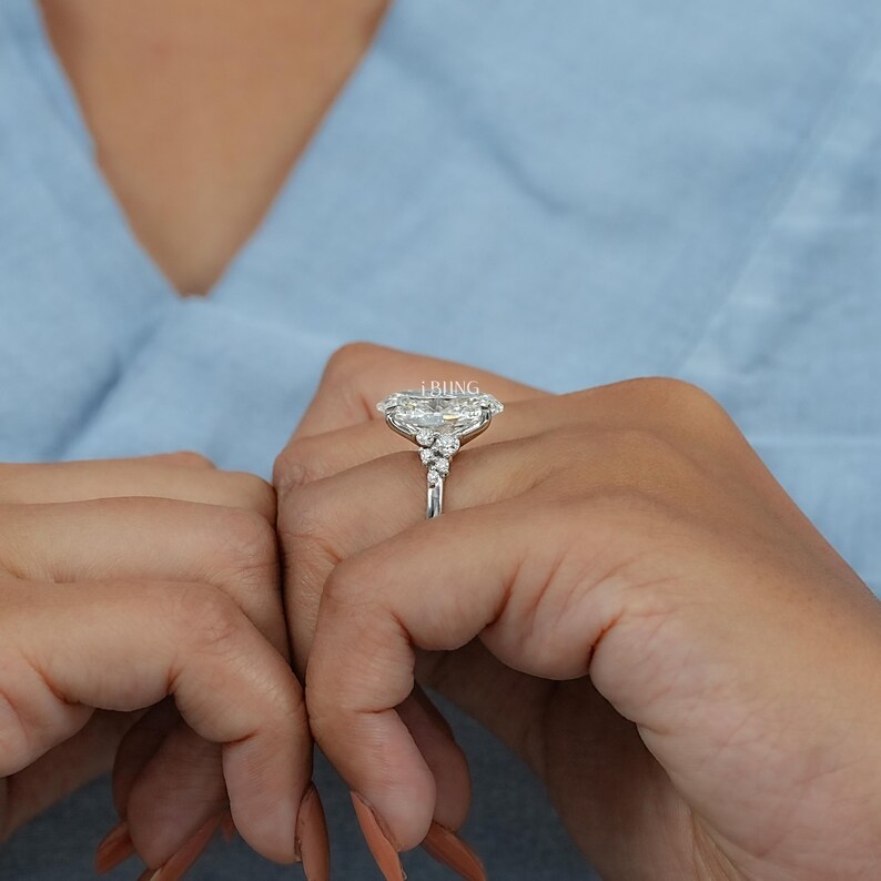 7.00 CT Oval Cut Lab Diamond Solitaire Engagement Ring / EF-VS Clarity Conflict Free Diamond Prong Set Wedding Ring / Anniversary Gift