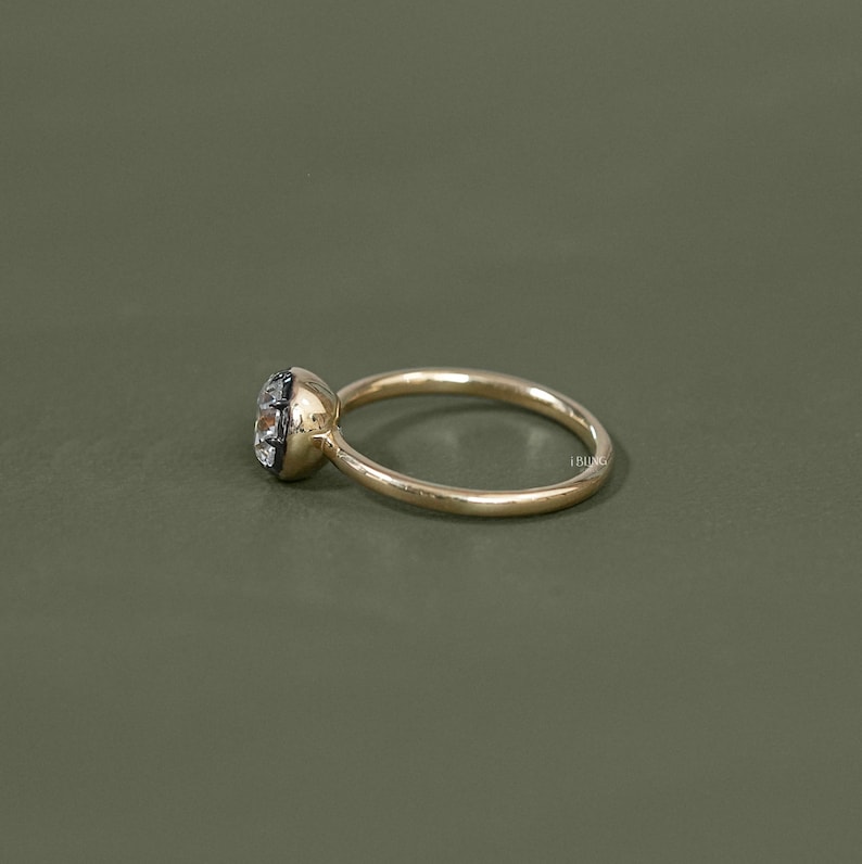 1.00 CT Old European Round Lab Diamond Ring / 14K Yellow Gold Solitaire Engagement Ring / Old Cut Vintage Ring For Her / Anniversary Gift
