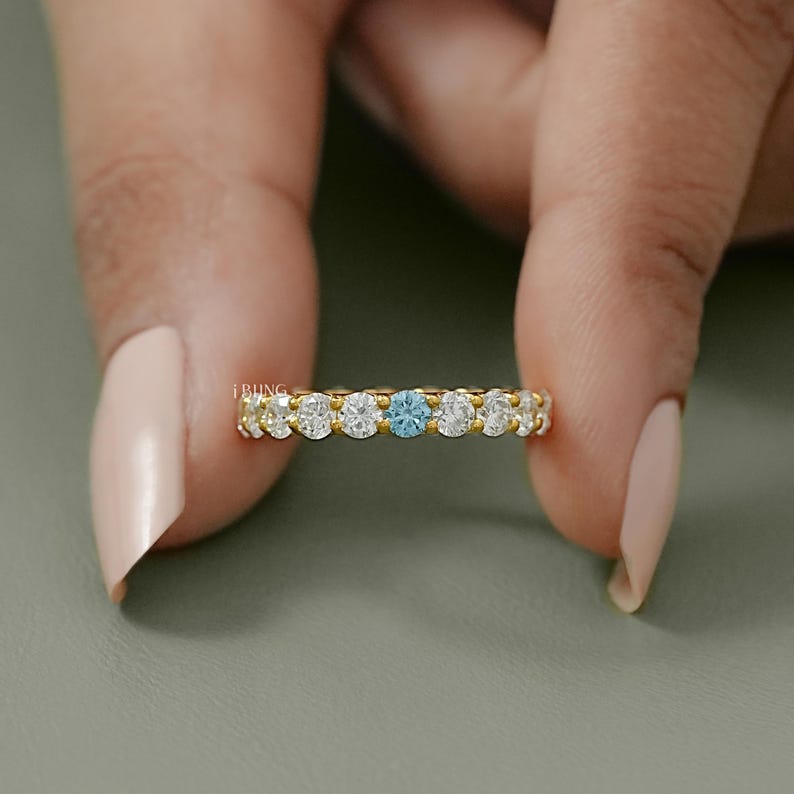 Round Cut CVD Diamond Full Eternity Band / Lab Grown Color Diamond Proposal Band / Conflict Free Diamond Anniversary Band / Birthday Gift