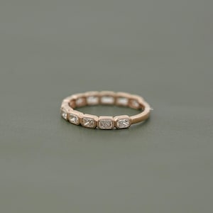Radiant Cut Lab Diamond East West Eternity Band / 14K Solid Gold Bezel Set Wedding Band / Conflict Free Diamond 3/4 Th Anniversary Band
