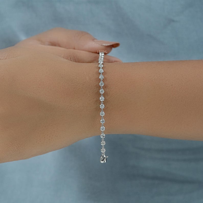 Old European Round Cut Lab-Grown Diamond Tennis Bracelet/ CVD Diamond Bracelet For Women/ 14K Solid Gold Wedding Bracelet/ Bridesmaid Gift