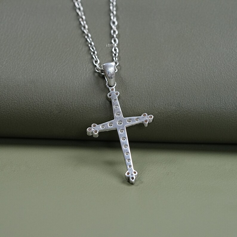 Lab Grown Diamond Cross Pendant / 14K White Gold Religious Pendant / Conflict Free Diamond Christian Faith Pendant / Party Wear Jewelry