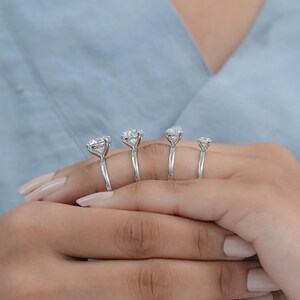 Round Moissanite Solitaire Engagement Ring / Colorless Moissanite Promise Ring For Her / Claw Prong Set Women's Ring / Ready To Ship