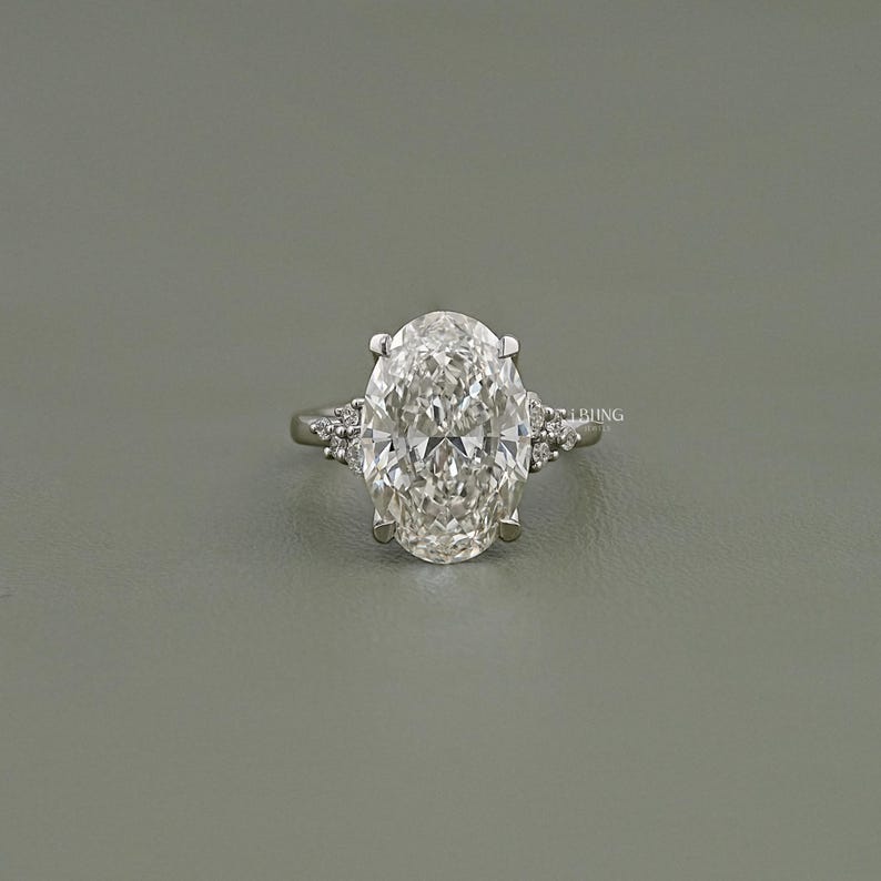 7.00 CT Oval Cut Lab Diamond Solitaire Engagement Ring / EF-VS Clarity Conflict Free Diamond Prong Set Wedding Ring / Anniversary Gift