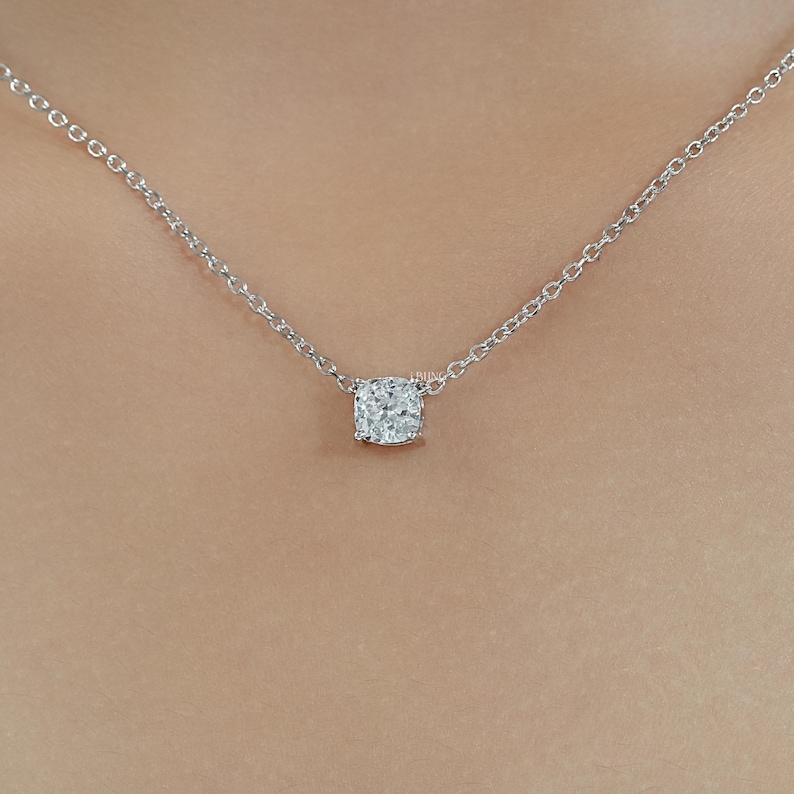 Square Cushion Lab Grown Diamond Pendant / Eco Friendly Diamond Solitaire Pendant / Conflict Free Diamond Minimalist Pendant For Bridal Gift