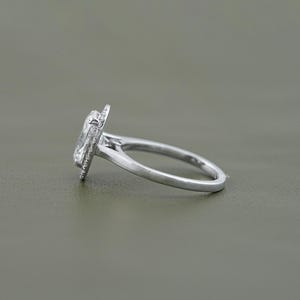 Oval Cut CVD Diamond Anniversary Ring / Conflict Free Diamond Halo Engagement Ring / Hand Made Diamond Customized Wedding Ring For Her