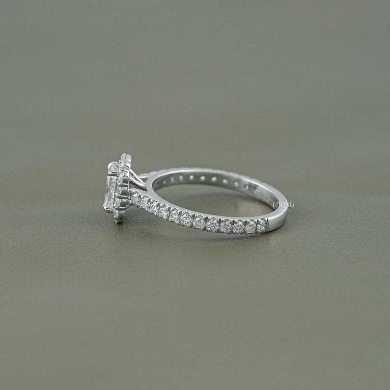 Radiant Cut Eco-Friendly Diamond Engagement Ring CVD Diamond Halo Accent Ring EF-VS Lab-Grown Diamond Wedding Ring Bridal Ring For Her