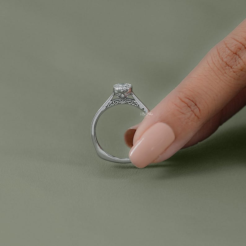 Old Mine Cushion Cut Lab Grown Diamond Engagement Ring/ CVD Diamond Solitaire Wedding Ring/ Milgrain Bezel Set Ring/ Birthday Gift For Her