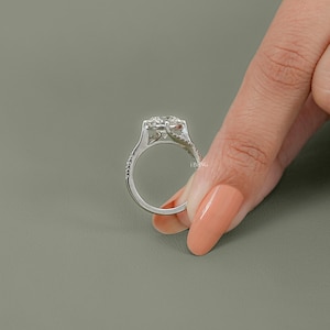 Round Cut Lab Grown Diamond Bypass Wedding Ring / Half Eternity Round Diamond Solitaire Accent Engagement Ring / Anniversary Gift For Her