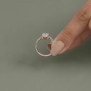 Marquise Cut Lab Grown Diamond Solitaire With Accent Ring/ CVD Diamond Curved Engagement Ring/ 14K Solid Gold Wedding Ring/ Bridesmaid Gift