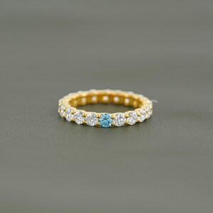 Round Cut CVD Diamond Full Eternity Band / Lab Grown Color Diamond Proposal Band / Conflict Free Diamond Anniversary Band / Birthday Gift