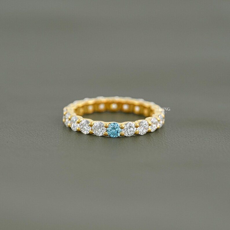 Round Cut CVD Diamond Full Eternity Band / Lab Grown Color Diamond Proposal Band / Conflict Free Diamond Anniversary Band / Birthday Gift
