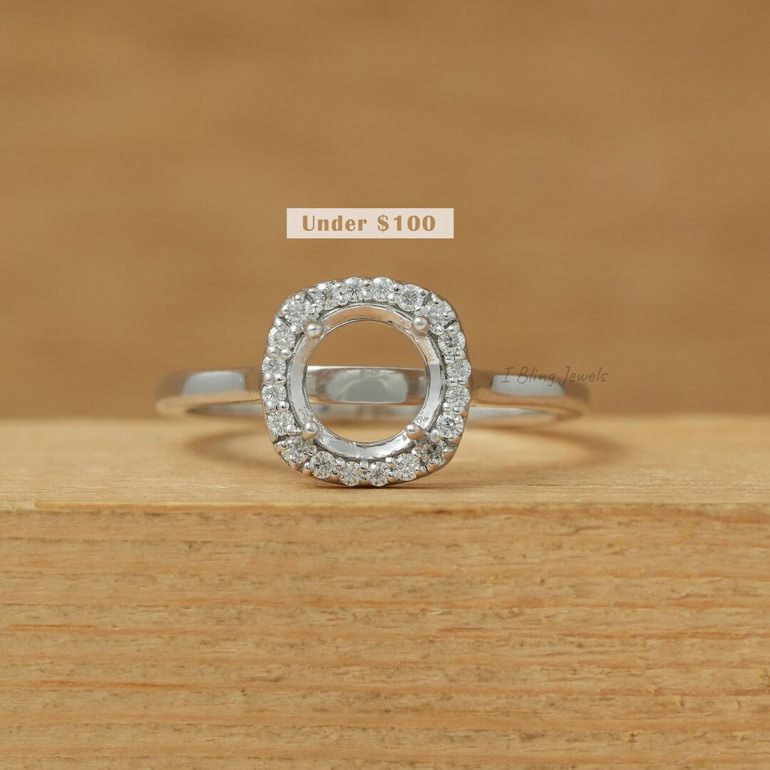 Round Moissanite Semi Mount Ring / Without Center Stone Diamond Ring