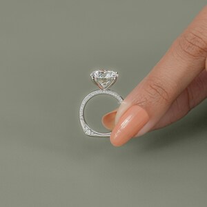 IGI Certified 6 CT Round Cut Handmade Diamond Euro Statement Ring / Round Shape Lab Diamond Engraving Engagement Ring / Wedding Gift For Her