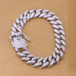 Cuban Curb Link Men's Bracelet / Cuban Link Bracelet in 14K White Gold ...