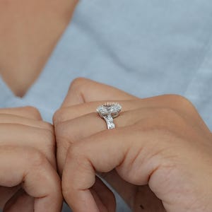 2 CT Oval Cut Lab Grown Diamond Solitaire Engagement Ring / Marquise Cut Conflict Free Diamond Prong Set Bypass Ring / Wedding Gift For Her