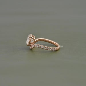 Round Cut Lab Diamond Engagement Ring/ CVD Diamond Solitaire With Accent Ring/ Eco Friendly Diamond Bridal Ring/ Anniversary Ring For Wife