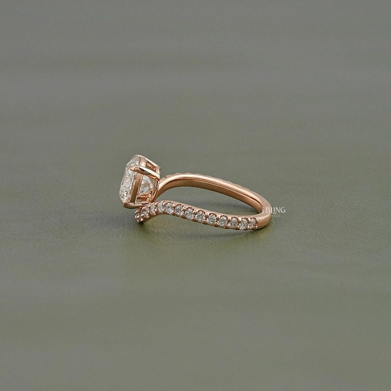 Round Cut Lab Diamond Engagement Ring/ CVD Diamond Solitaire With Accent Ring/ Eco Friendly Diamond Bridal Ring/ Anniversary Ring For Wife