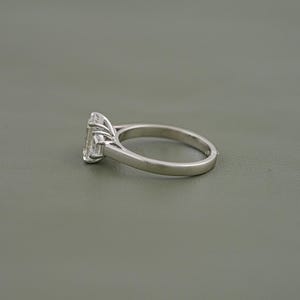Emerald Cut Lab Diamond Three Stone Ring Step Cut Trapezoid Bridal Ring For Wedding Solid Gold Trilogy Ring Conflict Free Diamond Ring