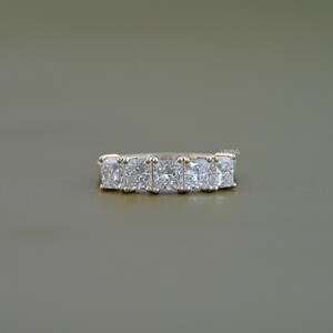 Princess Cut CVD Diamond Five Stone Ring / EF-VS Lab Wedding Ring / Anniversary Ring For Wife / Hand Made Diamond Proposal Ring