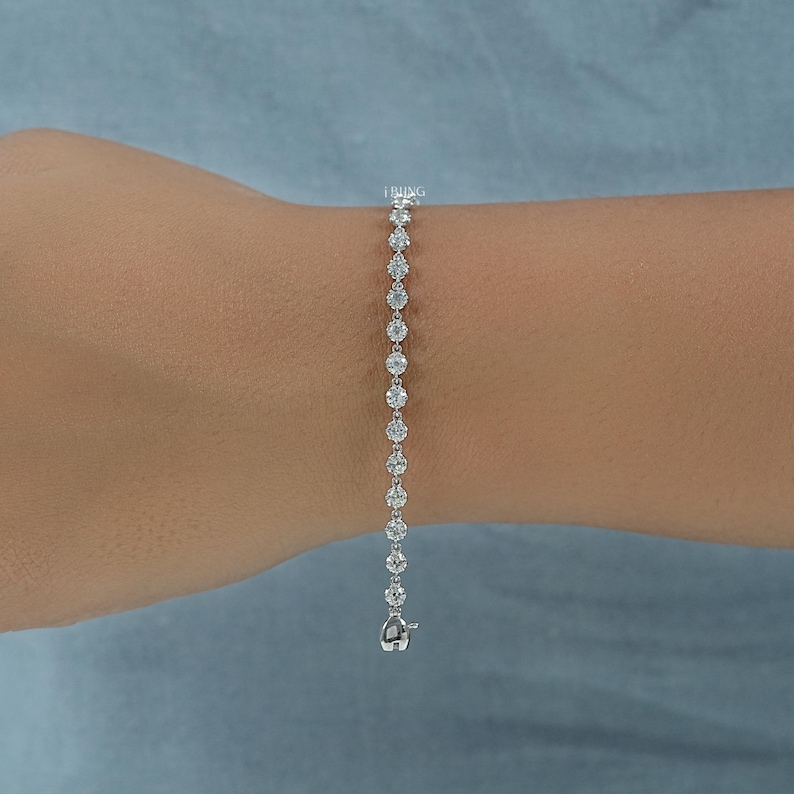 Old European Round Cut Lab-Grown Diamond Tennis Bracelet/ CVD Diamond Bracelet For Women/ 14K Solid Gold Wedding Bracelet/ Bridesmaid Gift
