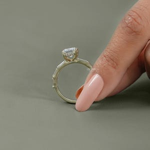 Radiant Cut Lab Diamond Engagement Ring/ Baguette Cut CVD Diamond Wedding Ring/Eco-Friendly Diamond Solitaire With Accent Ring/ Bridal Gift