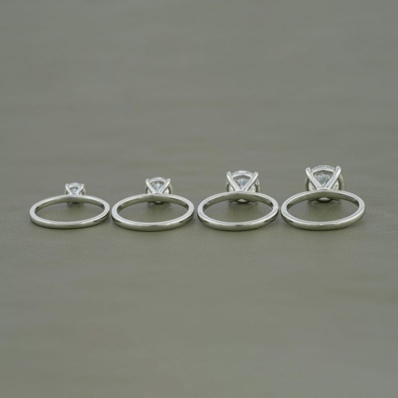 Round Moissanite Solitaire Engagement Ring / Colorless Moissanite Promise Ring For Her / Claw Prong Set Women's Ring / Ready To Ship