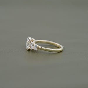 Emerald Cut CVD Diamond Five Stone Engagement Ring / EF-VS Diamond Proposal Ring / Side Diamond Oval Cut Customized Wedding Ring For Her