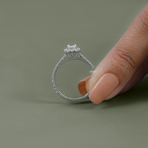 Radiant Cut Eco-Friendly Diamond Engagement Ring CVD Diamond Halo Accent Ring EF-VS Lab-Grown Diamond Wedding Ring Bridal Ring For Her