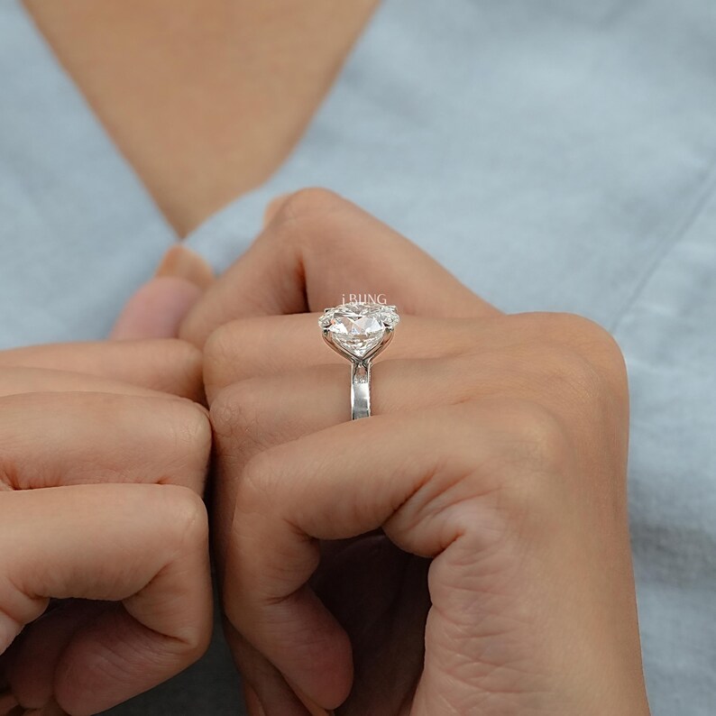 IGI Certified 6 CT Round Cut Handmade Diamond Euro Statement Ring / Round Shape Lab Diamond Engraving Engagement Ring / Wedding Gift For Her