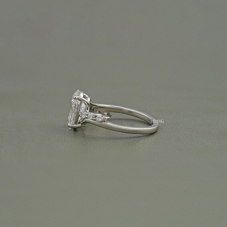 2 CT Oval Cut Lab Grown Diamond Solitaire Engagement Ring / Marquise Cut Conflict Free Diamond Prong Set Bypass Ring / Wedding Gift For Her